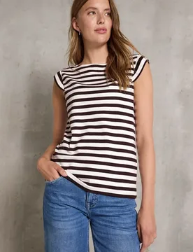 Street One Gestreiftes Jersey-Top female Rot - Street One Studio - FashionsVida