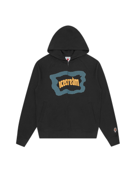 Block Logo Zip Through Hood - Black