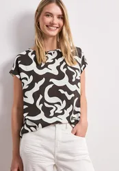 Dropped Shoulder Blusenshirt mit Print female Braun