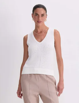 Cotton Blend V-Neck Knitted Vest Top White female - Sportscraft - FashionsVida