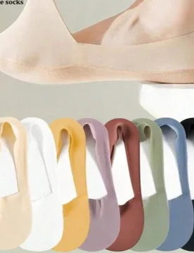Pares de calcetines invisibles de seda de hielo transpirables y finos de verano para mujer con suela antideslizante de silicona y absorción de sudor, - Shein - FashionsVida