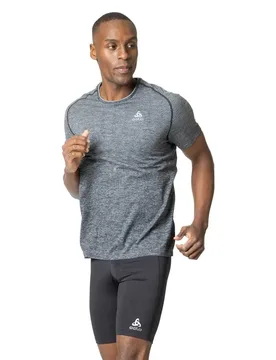 Maglietta A Maniche Corte Crew Essential Seamless Grey Melange 2XL - Odlo - FashionsVida