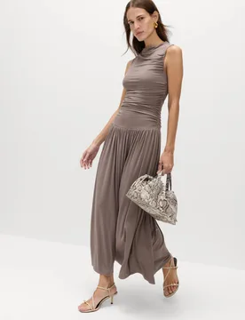 Jersey Sleeveless Draped Midaxi Dress Neutral female - M&S - FashionsVida