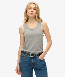 Superdry Damen Tanktop mit Weitem Rundhalsausschnitt Hellgrau - Größe: 40