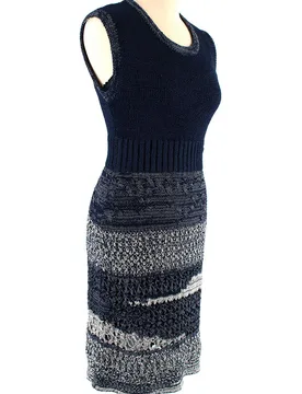 Blue Knitted Sleeveless Dress - Chanel - FashionsVida