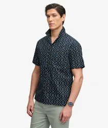Superdry Herren Premium Bedrucktes Strand-kurzarmhemd Navy - Größe: S