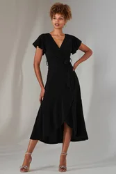 Women's Marlie Metallic Angel Sleeve Maxi Dress in Black Size: 10 - Black - Size: 10