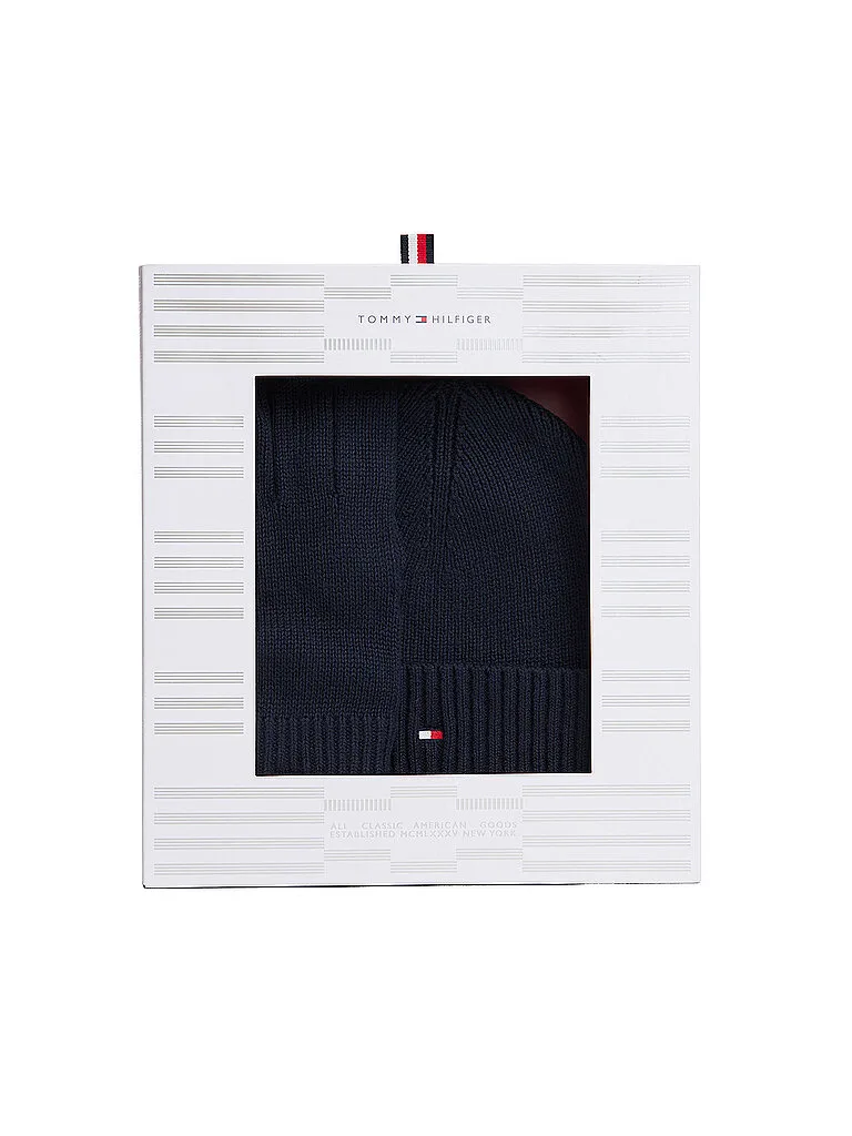 Ensemble 2 pièces bonnet et gants bleu - Tommy hilfiger - FashionsVida