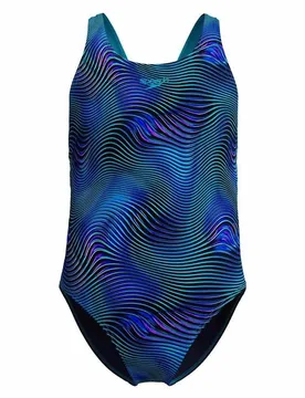 Print Leaderback Swimsuit Deep Sapphire / Mayan Blue 11-12 Years Girls - Speedo - FashionsVida