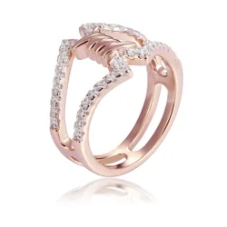 Womens 925 Sterling Silver Ring - Rose Zr-7422 - Size O 1/2