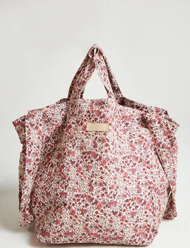 Tara Aster Print Tote Bag In Pink - One Size - Lily and Lionel London Limited - FashionsVida