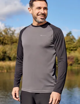 Endurance' Mens Isocool Top Long Sleeve Everyday Sports Tee Black - Size Large - Mountain Warehouse - FashionsVida