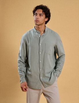 Camicia con miscela di lino - verde pallido