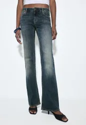 D67 Slim-Bootcut-Jeans MITTELBLAUER DENIM-WASHED-LOOK 36