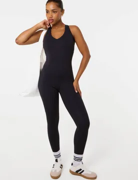 Black Strappy Back Unitard - Black - Size: S/M - Pink Vanilla - FashionsVida