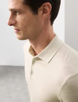 Pure Extra Fine Merino Wool Polo Shirt Stone male - Autograph - FashionsVida