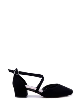 Women's Gemma' Wide Fit Cross Front Low Heel Shoes in Dark Green Size: 3E - Dark Green - Size: 3E - Paradox London - FashionsVida