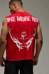 Mens One More Rep Oversized Tank - Red - Size X-Large