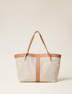 Twinset Cabas en toile et cuir