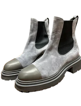 Chanel Grey Suede Ankle Boots - Chanel - FashionsVida