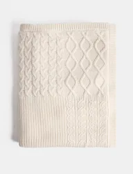 Pure Cotton Cable Shawl Light Cream unisex