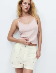Pure Cotton Radish Printed Pyjama Shorts Ivory Mix female
