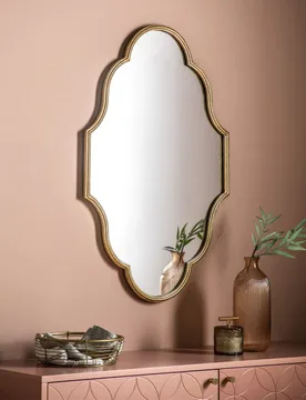 Castello Large Curved Wall Mirror Gold - Gallery Direct - FashionsVida