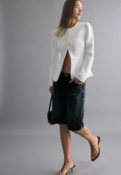 Stradivarius Peplum-Blazer Ecru XL