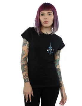 Women's Star Wars The Rise Of Skywalker Jedi Badge Breast Print Cotton T-Shirt in Black Size: 2XL - Black - Size: 2XL - Disney - FashionsVida