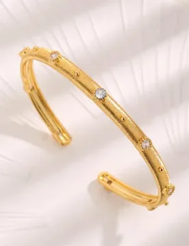 Free Dropshipping 18K Gold Filled Bucci Rigato Zircons Open Bangls Luxury Stackable C Shape Tarish Free Cuff Bracelets Jewellery - Aliexpress - FashionsVida