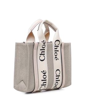 Borsa Woody Media In Tela Di Lino