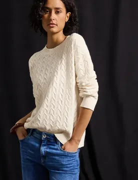Kuscheliger Strukturpullover female Beige