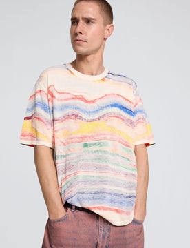 Camiseta estampado abstracto, Hombre, Algodon, S