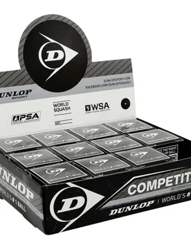 Competition Single Grey Dot Squash Balls Black 12 Balls - Dunlop - FashionsVida