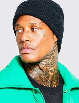 Herren Gerippte klassische Beanie Black