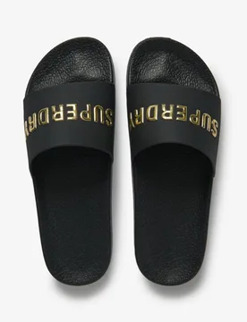 Superdry Damen Premium Metallic Badeschlappen Black - Größe: 3-4 - 34.99 - FashionsVida