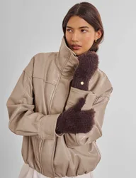 Fluffy Knitted Gloves Chocolate female