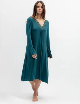 Modal Rich Jersey Lace Trim Nightdress Teal female - Cyberjammies - FashionsVida