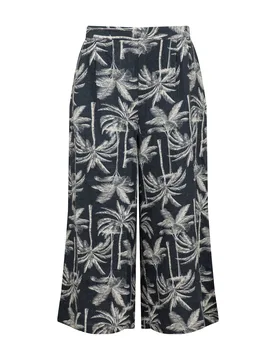 Weird Fish Mossa Printed Linen Rich Culottes Size 12 - holiday-shop holiday-shop womens-summer-shop new-arrivals linen-collection women women all-wome - black - FashionsVida