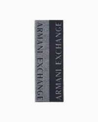 Sciarpa Exchange blu e grigia in misto lana con maxi logo jacquard
