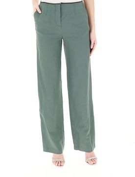 Pantalone misto lino PETROLIO 38