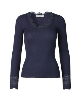 Camiseta de manga larga azul oscuro XS