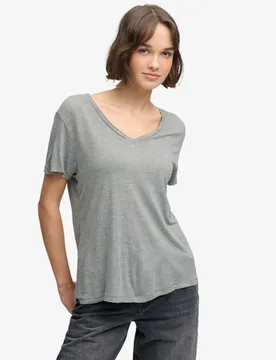 Superdry Damen Studios Slub T-shirt mit Stickerei Silver - Größe: 44 - 29.99 - FashionsVida