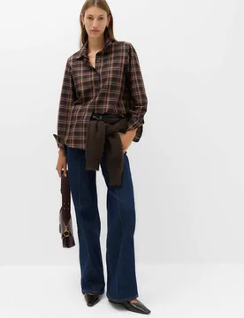M&S Checked Shirt Black Mix female - M&S - FashionsVida