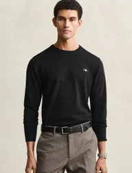 Pure Cotton Crew Neck Jumper Black male