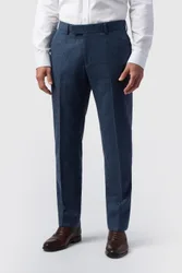 Mens Tailored Fit Donegal Trouser - Blue Wool - Size 34 Regular