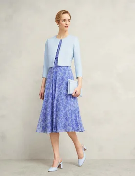 Collarless Cropped Jacket Blue female - Hobbs - FashionsVida