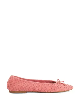 Leather Woven Slip On Flat Ballet Pumps Red female - Dune london - FashionsVida