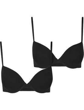 BH - Ladies Basic Padded Bra 2-Pack - EU75B bis EU85C - für Damen - Größe EU80B - schwarz - Frauen - female - Urban classics - FashionsVida