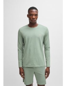 Para hombre. 50515389 Camiseta homewear de algodón elástico con logo bordado (M), Manga larga